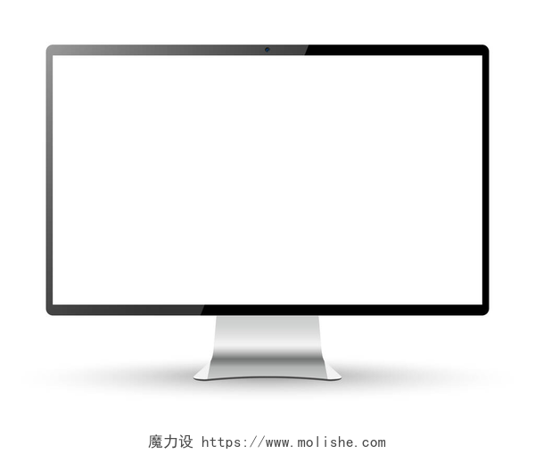 白色背景前的一台电脑屏幕